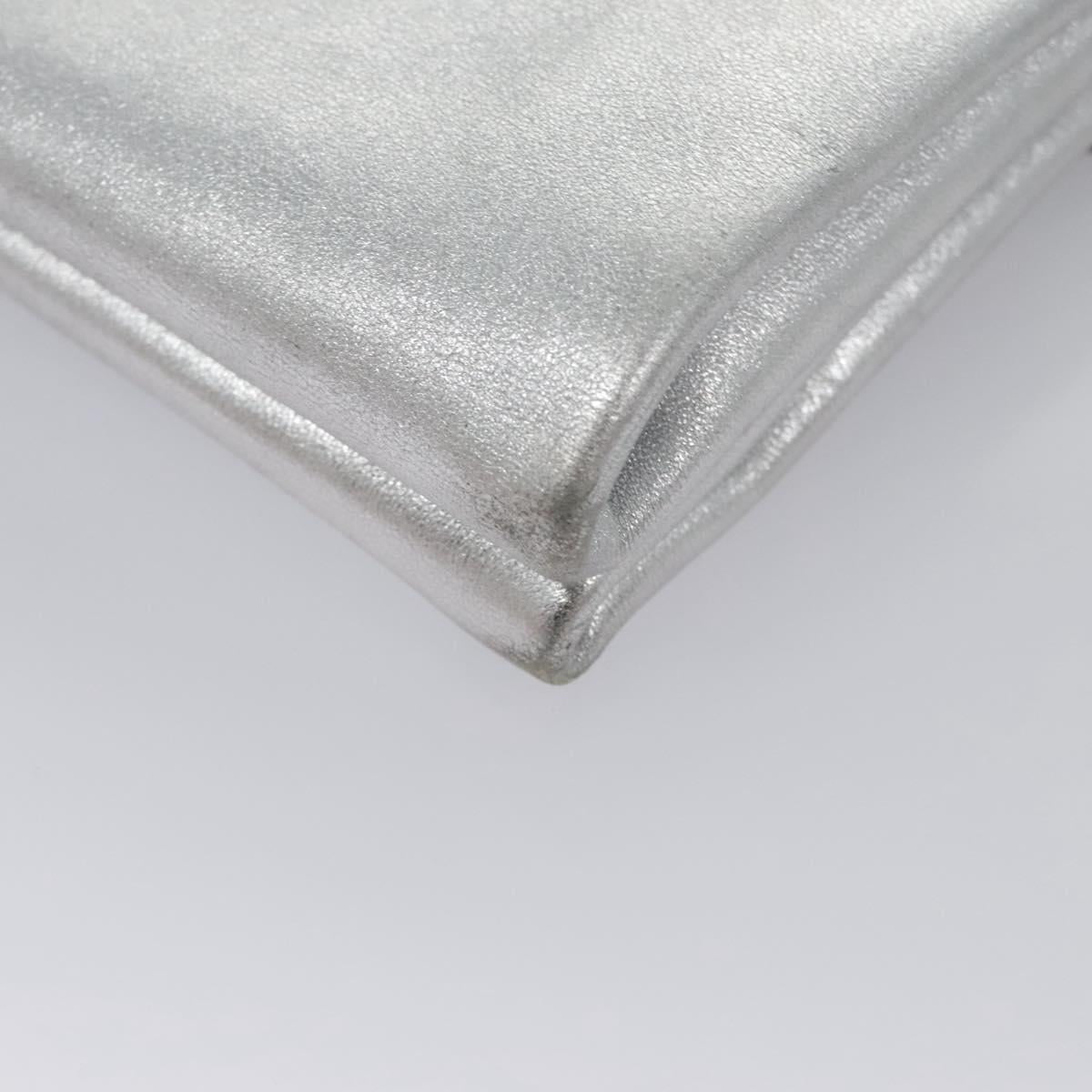 PRADA Chain Hand Bag Leather 2way Silver Auth BD055AV