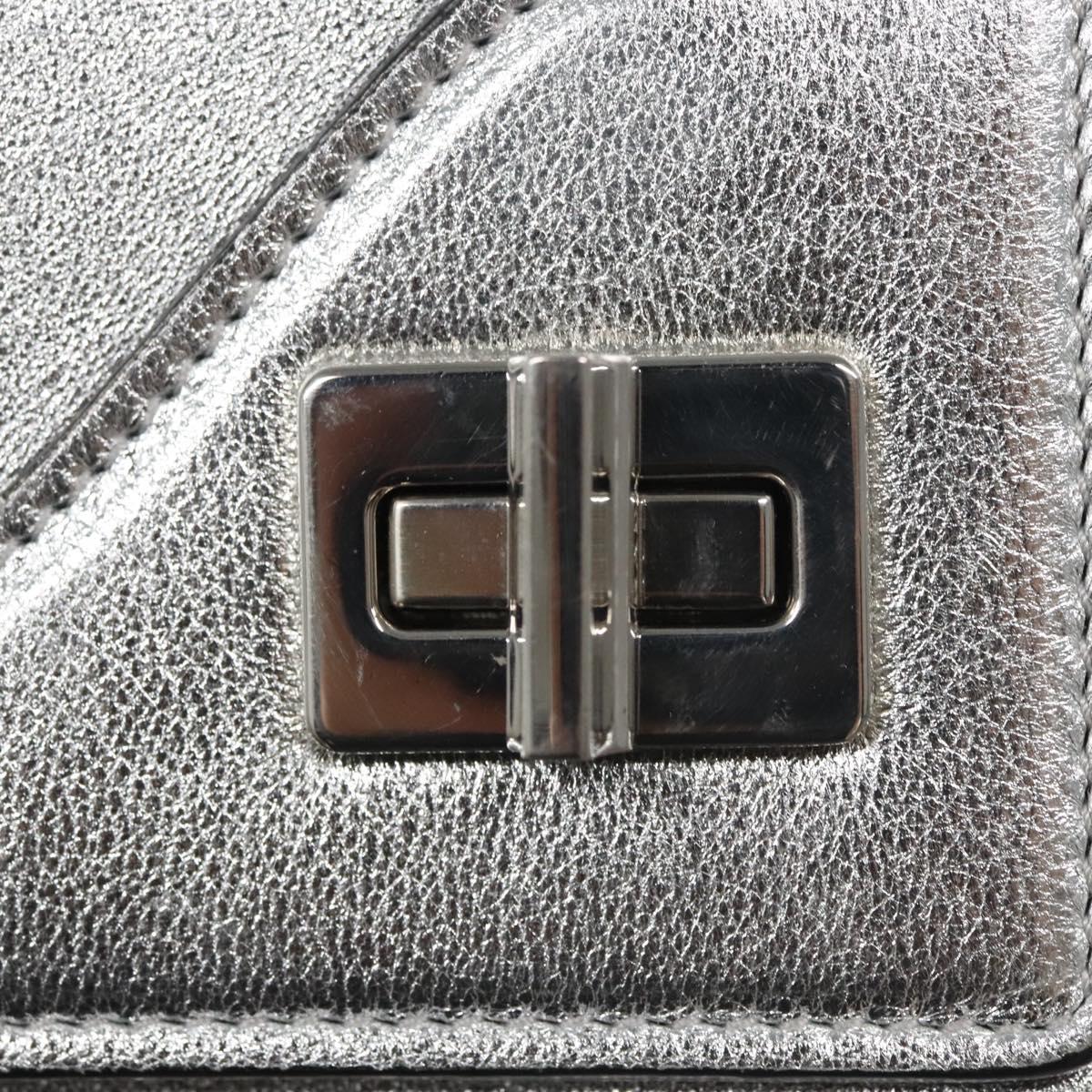 PRADA Chain Hand Bag Leather 2way Silver Auth BD055AV