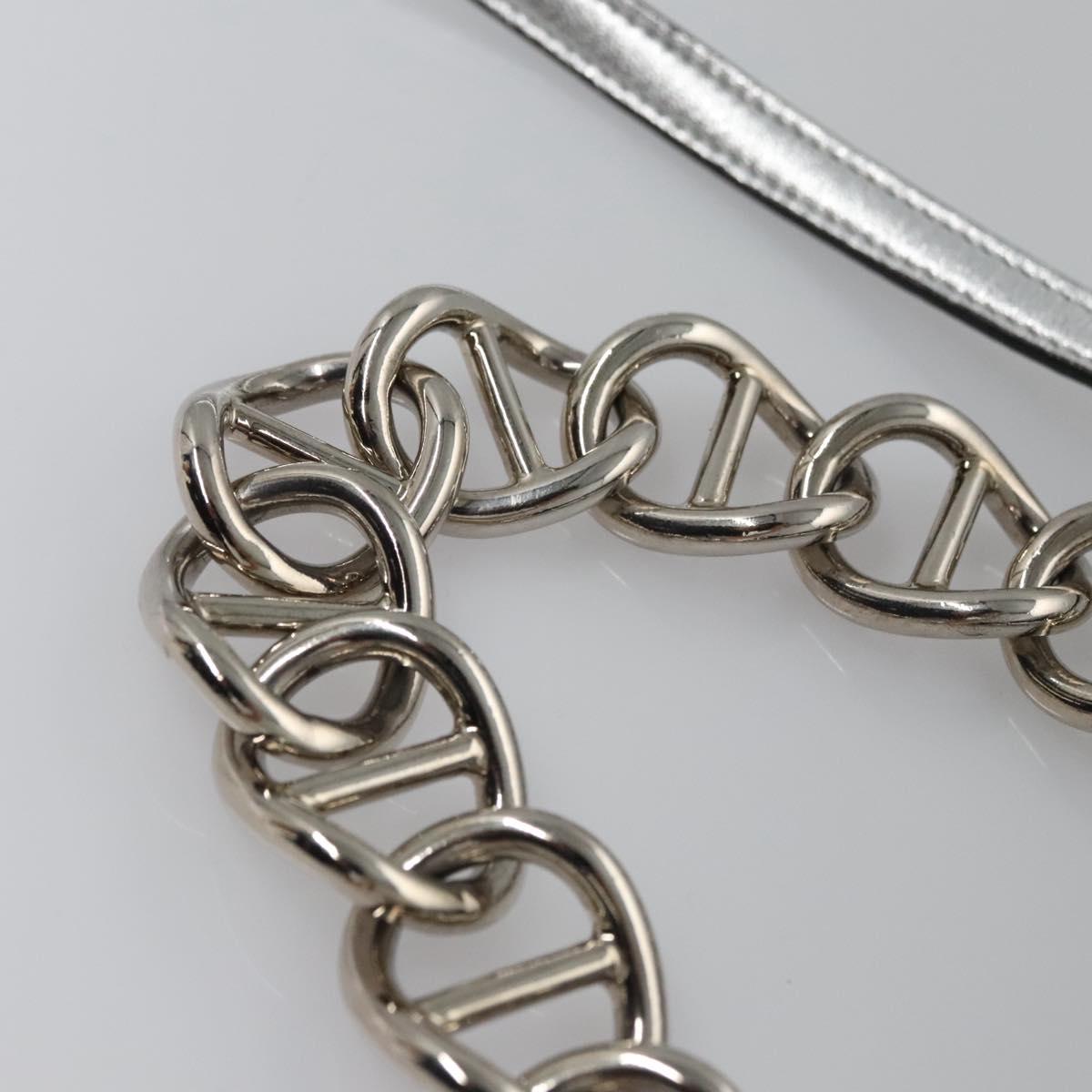 PRADA Chain Hand Bag Leather 2way Silver Auth BD055AV