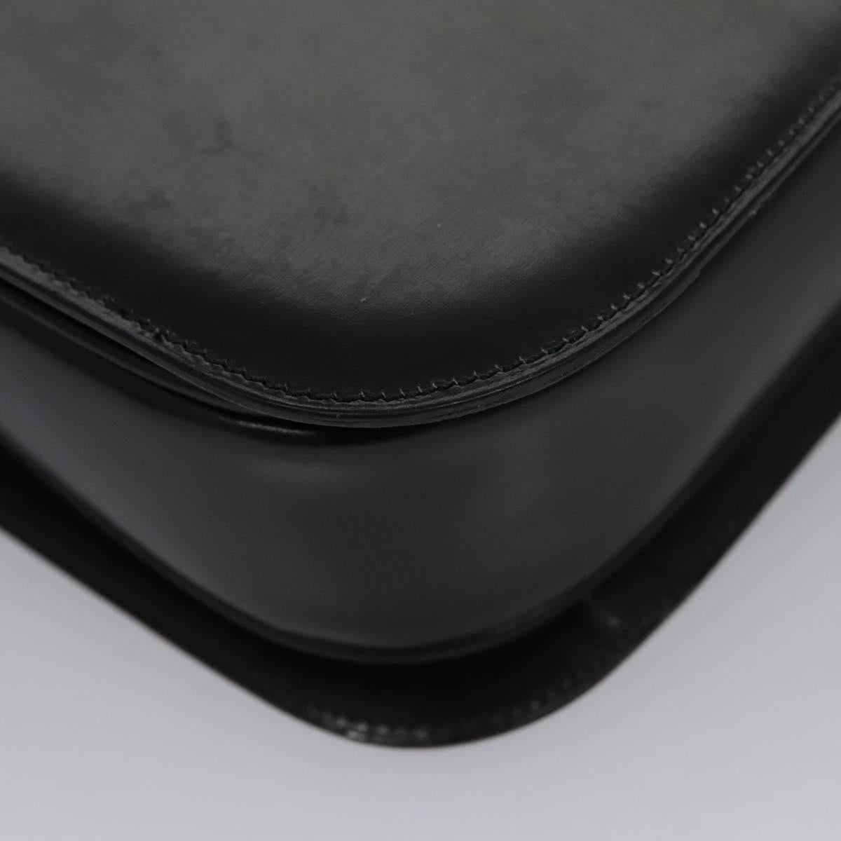 CELINE Hand Bag Leather Black Gold Auth BD058V