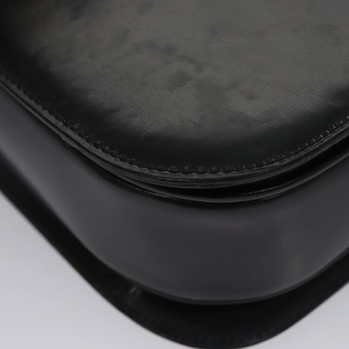 CELINE Hand Bag Leather Black Gold Auth BD058V