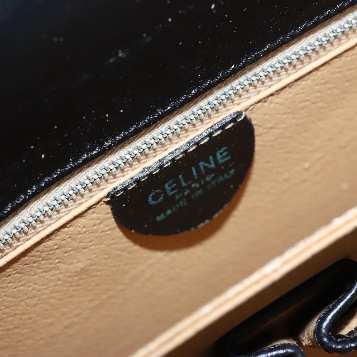 CELINE Hand Bag Leather Black Gold Auth BD058V