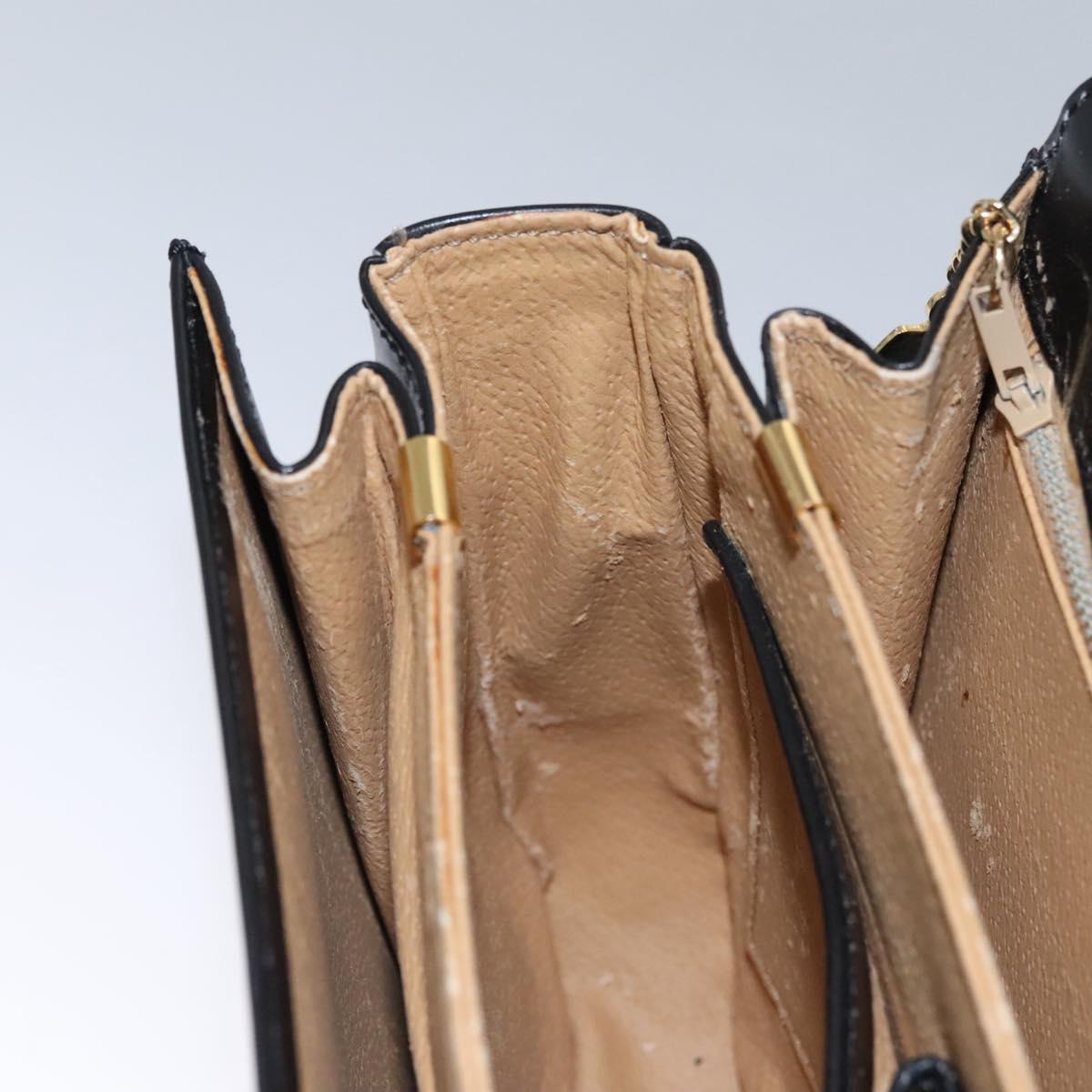 CELINE Hand Bag Leather Black Gold Auth BD058V