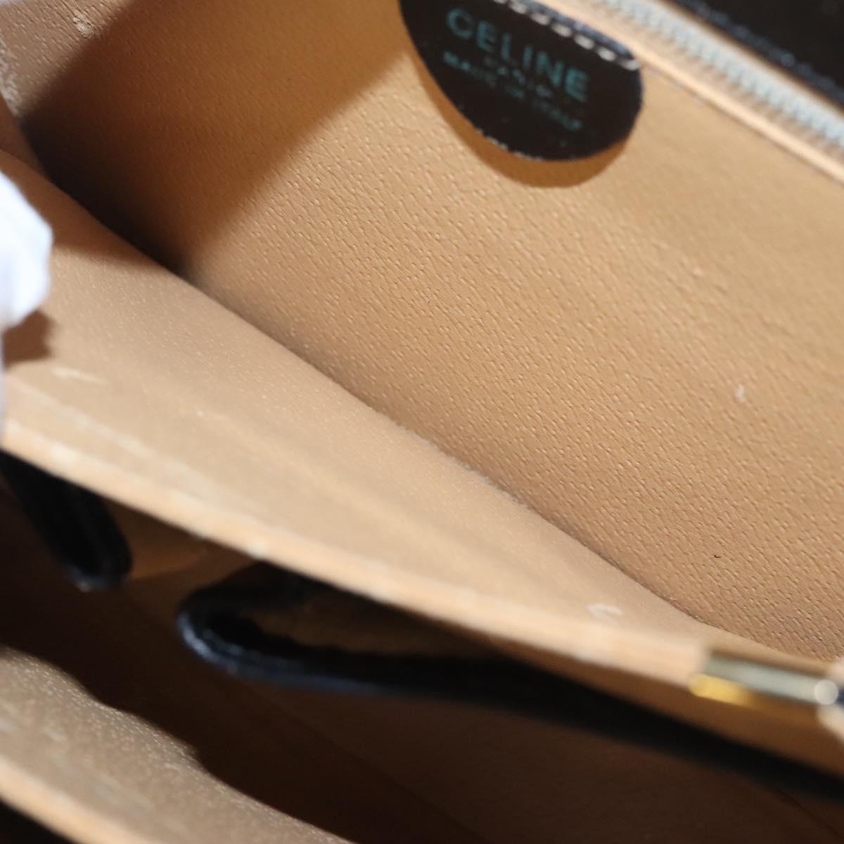 CELINE Hand Bag Leather Black Gold Auth BD058V