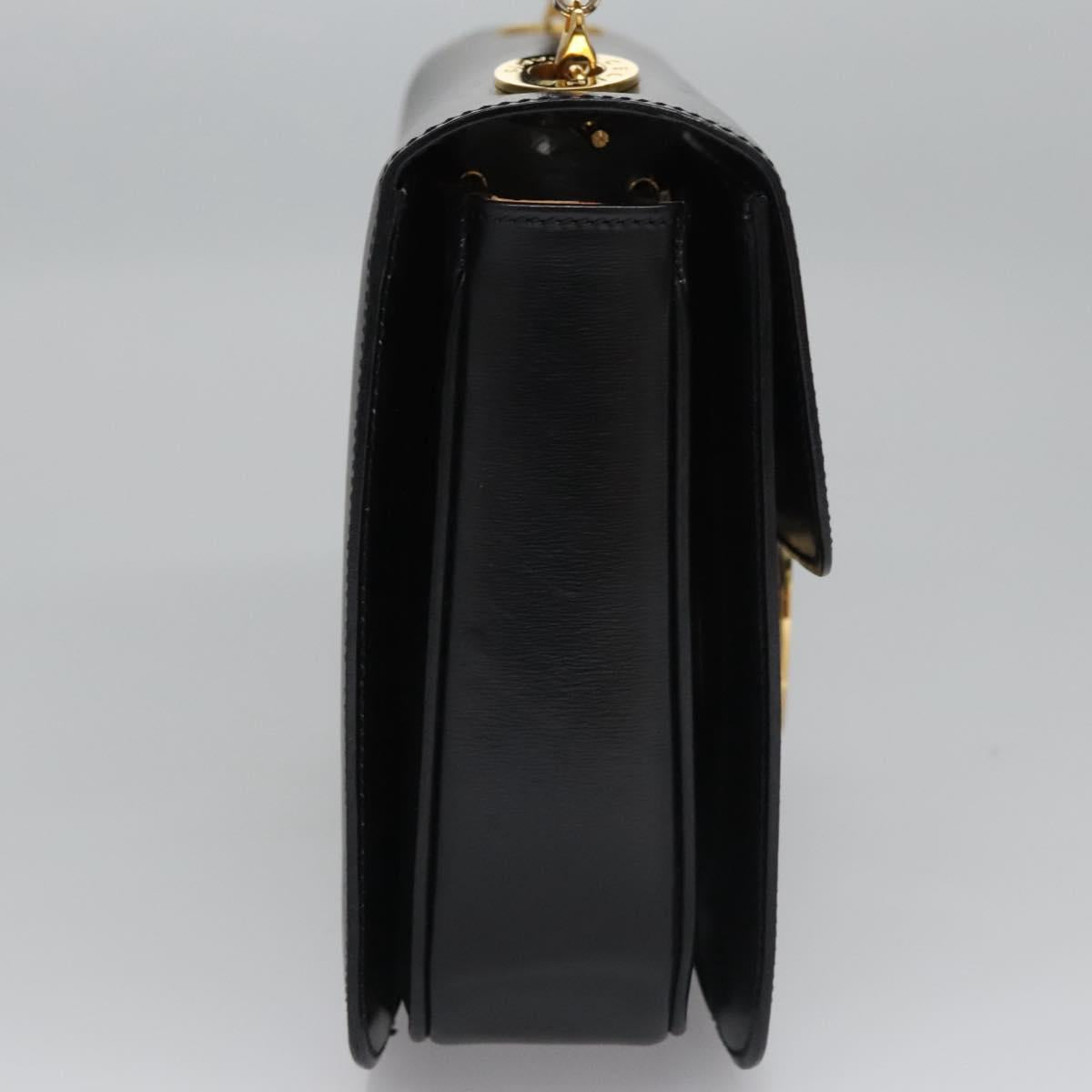 CELINE Hand Bag Leather Black Gold Auth BD058V