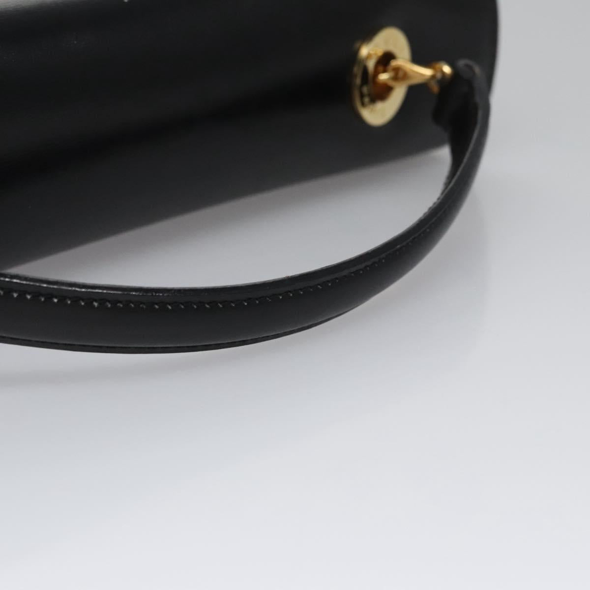 CELINE Hand Bag Leather Black Gold Auth BD058V