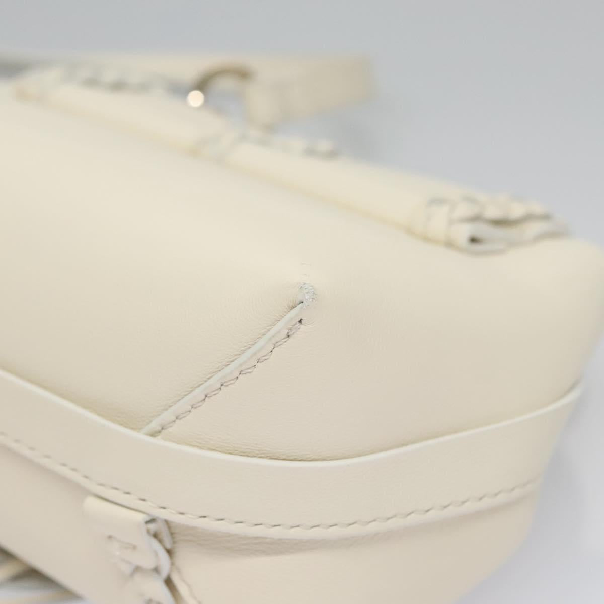 Chloe Fringe Hand Bag Leather 2way White Auth BD060AV