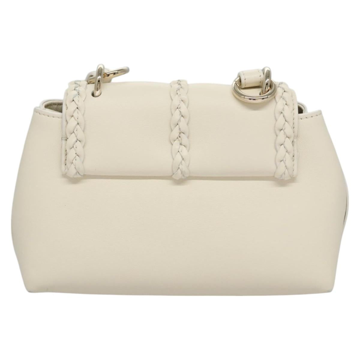 Chloe Fringe Hand Bag Leather 2way White Auth BD060AV