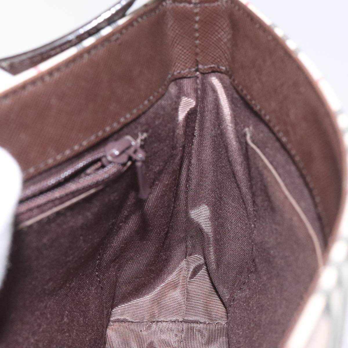 BURBERRY Nova Check Shoulder Bag Canvas Beige Silver Auth BD069