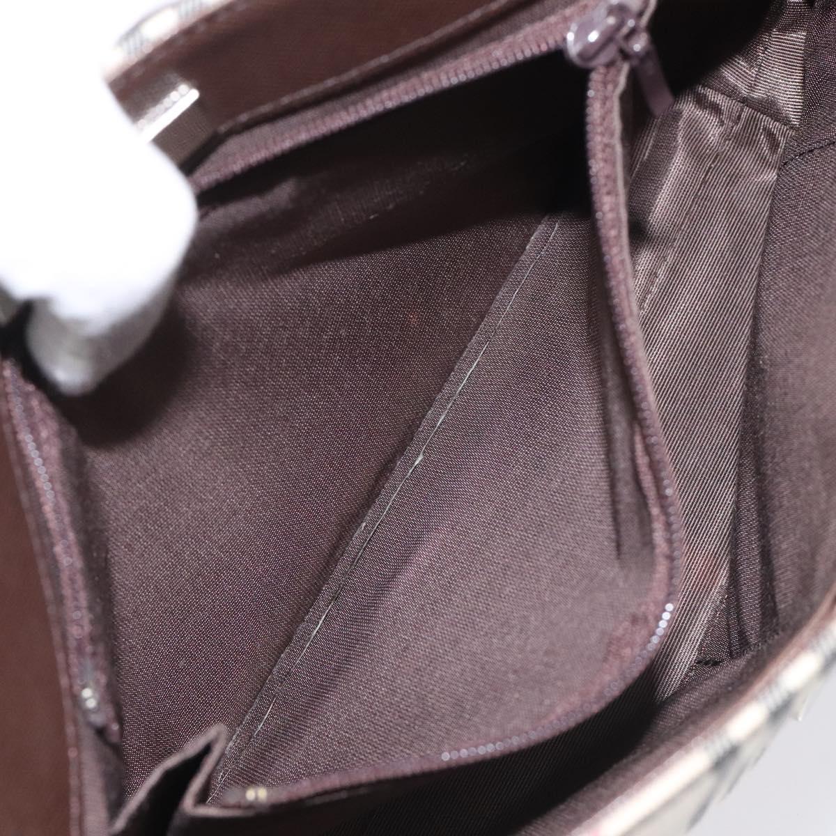 BURBERRY Nova Check Shoulder Bag Canvas Beige Silver Auth BD069