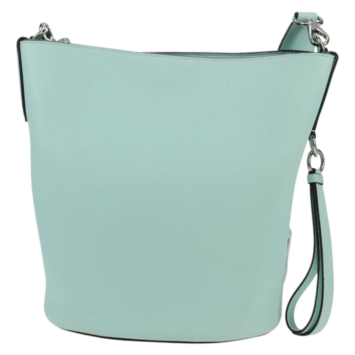 Salvatore Ferragamo Gancini Shoulder Bag Leather Silver Peppermint Auth BD070AV