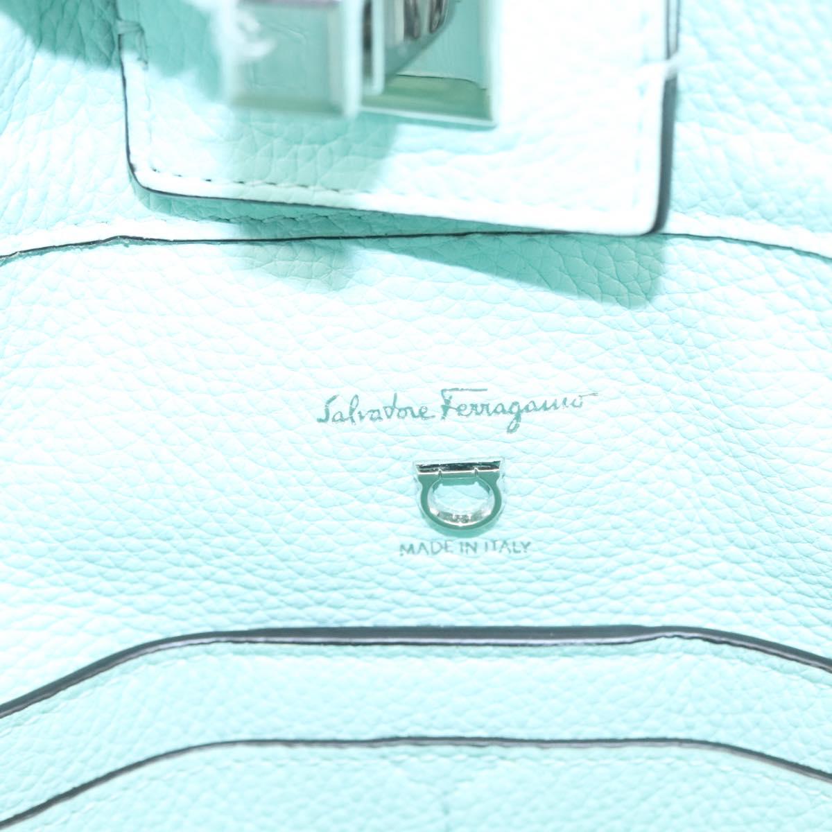 Salvatore Ferragamo Gancini Shoulder Bag Leather Silver Peppermint Auth BD070AV