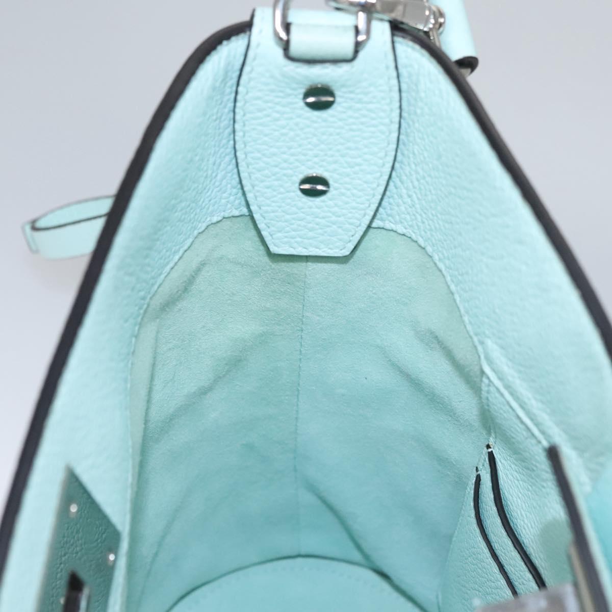 Salvatore Ferragamo Gancini Shoulder Bag Leather Silver Peppermint Auth BD070AV