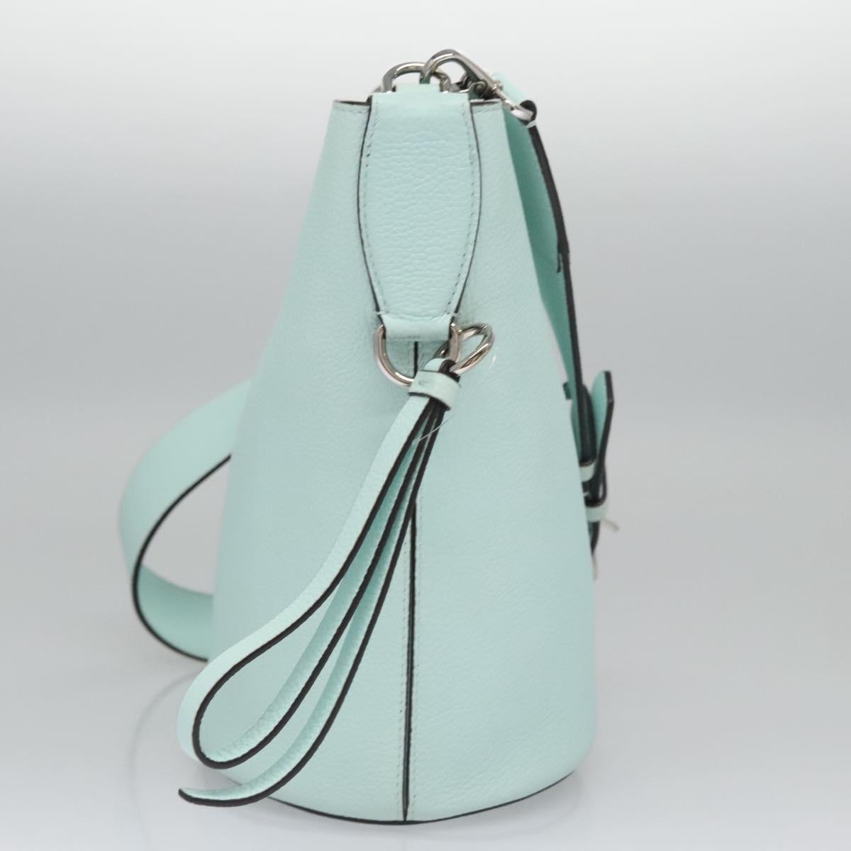 Salvatore Ferragamo Gancini Shoulder Bag Leather Silver Peppermint Auth BD070AV