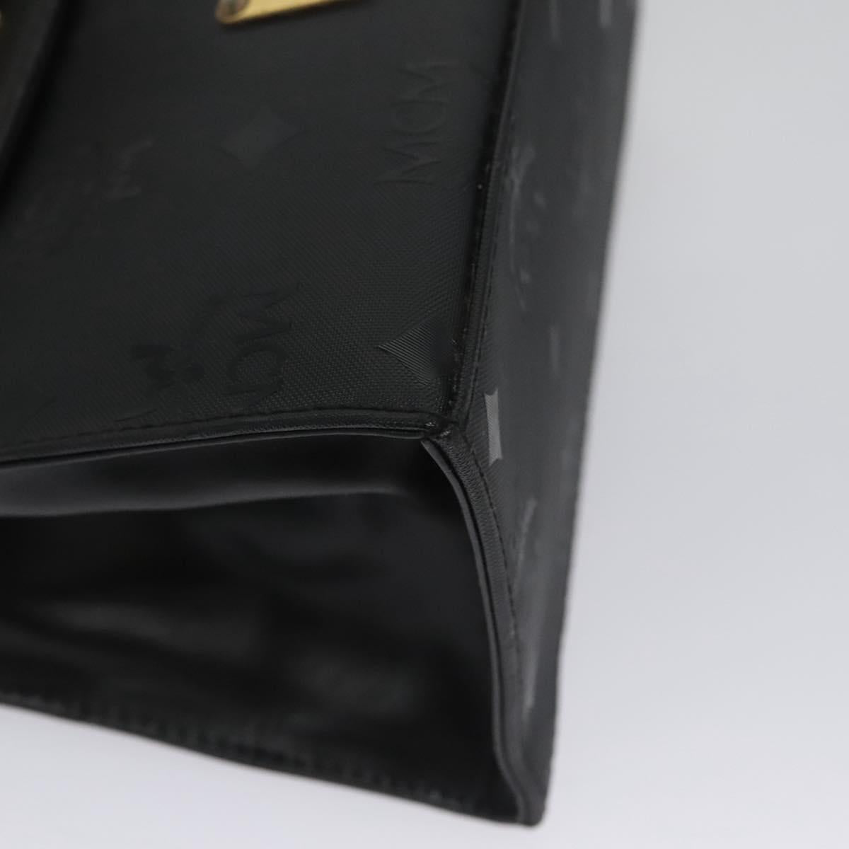 MCM Vicetos Logogram Hand Bag Nylon Black Gold Auth BD073