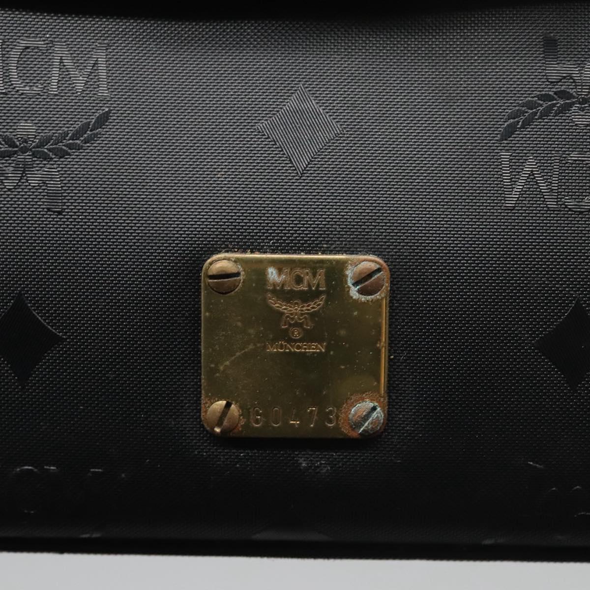 MCM Vicetos Logogram Hand Bag Nylon Black Gold Auth BD073