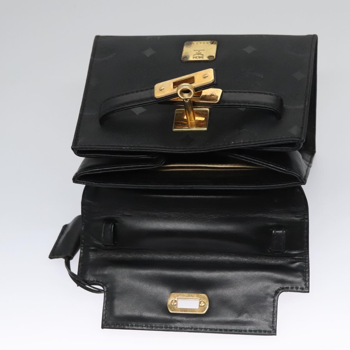 MCM Vicetos Logogram Hand Bag Nylon Black Gold Auth BD073