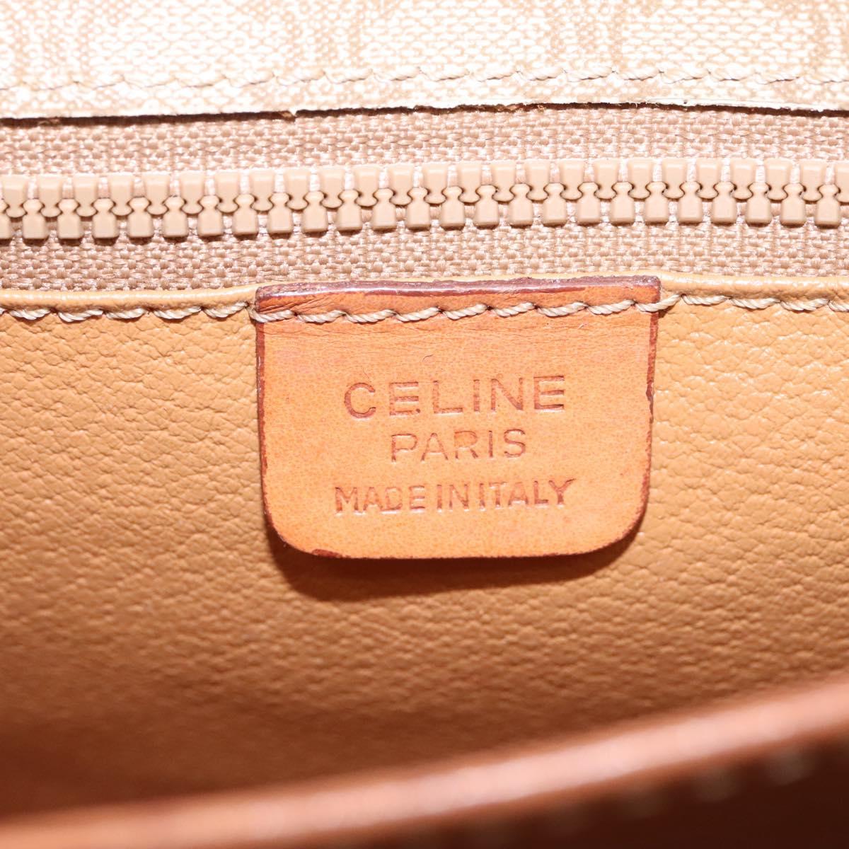 CELINE Macadam Canvas Shoulder Bag Beige Gold Auth BD092