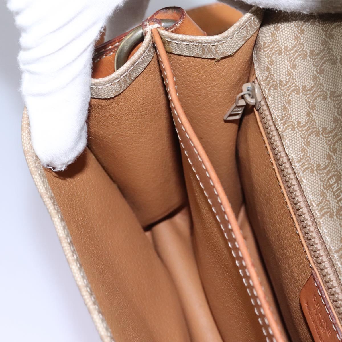 CELINE Macadam Canvas Shoulder Bag Beige Gold Auth BD092