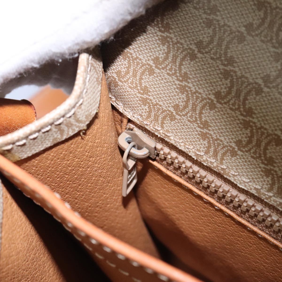 CELINE Macadam Canvas Shoulder Bag Beige Gold Auth BD092