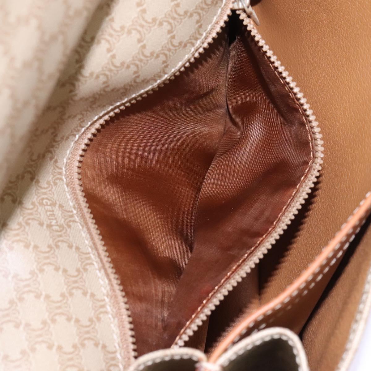 CELINE Macadam Canvas Shoulder Bag Beige Gold Auth BD092