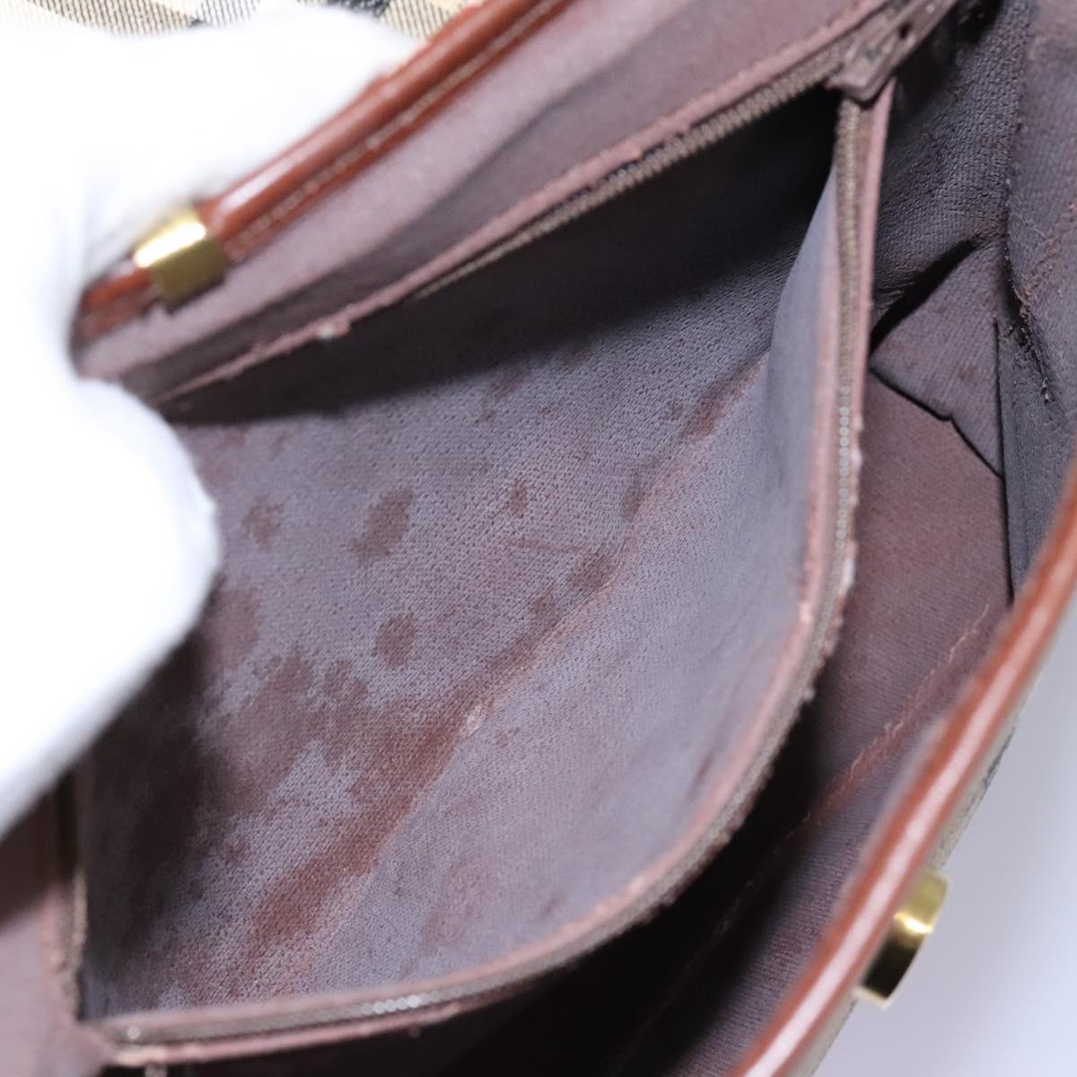 Burberrys Nova Check Shoulder Bag PVC Leather Beige Brown gold Auth BD093