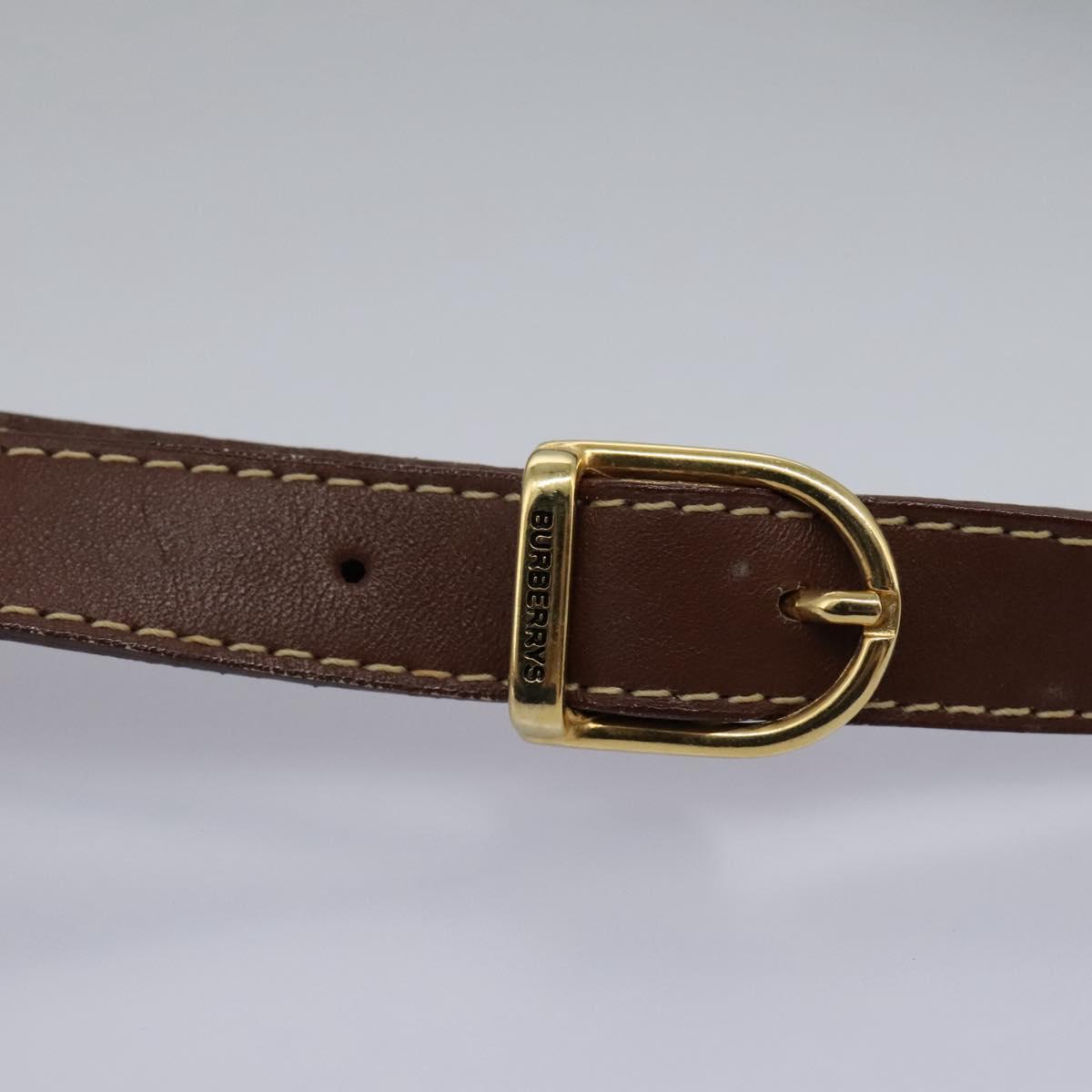 Burberrys Nova Check Shoulder Bag PVC Leather Beige Brown gold Auth BD093