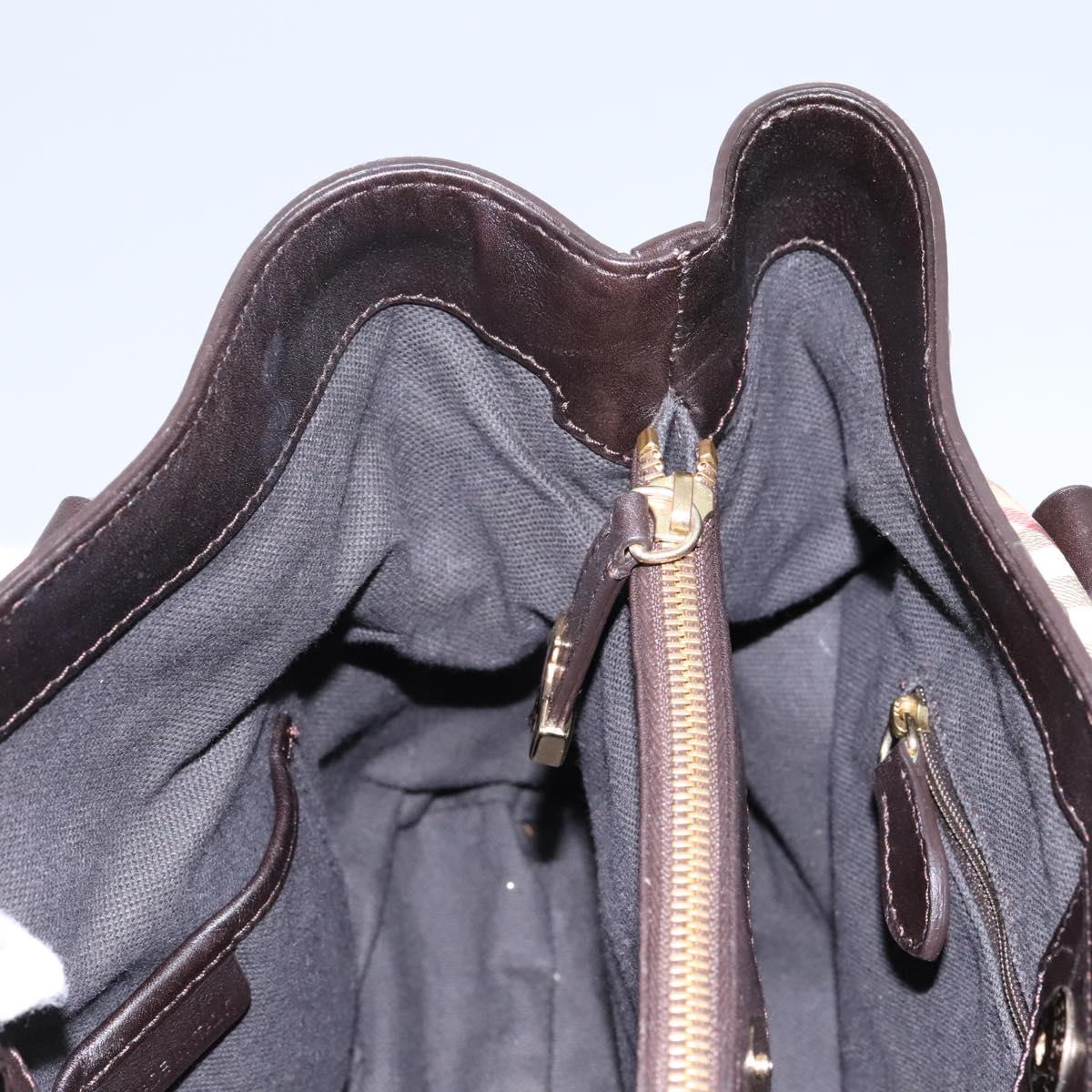 BURBERRY Nova Check Shoulder Bag PVC Beige Auth BD1024