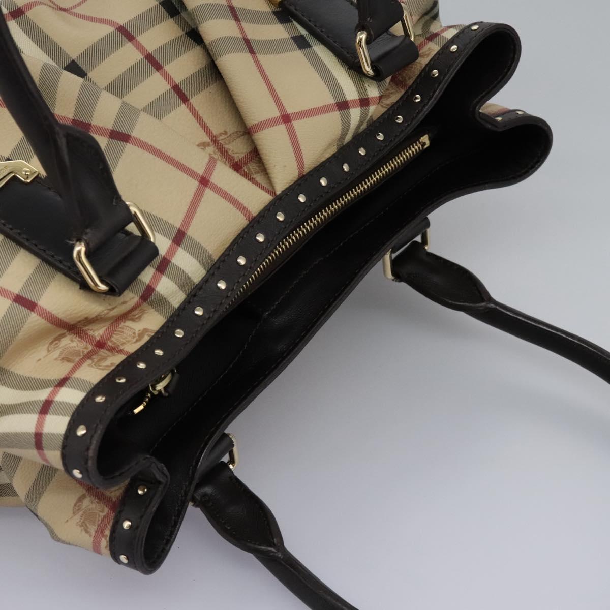 BURBERRY Nova Check Shoulder Bag PVC Beige Auth BD1024