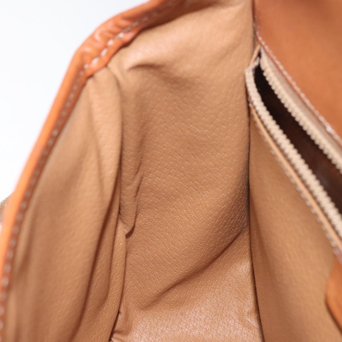 CELINE Macadam Canvas Shoulder Bag PVC Leather Brown Gold Auth BD1027