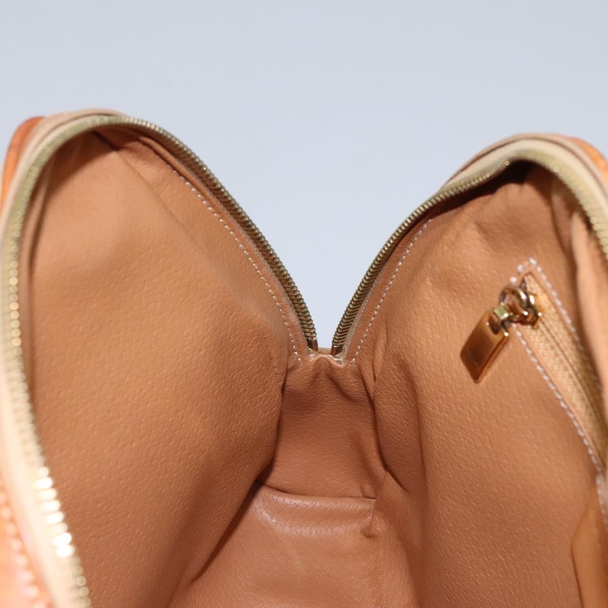 CELINE Macadam Canvas Backpack PVC Leather Beige Auth BD1038