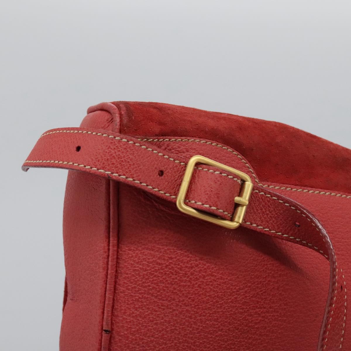 GUCCI Bamboo Backpack Suede Leather Red Gold 003 1705 0030 Auth BD1040
