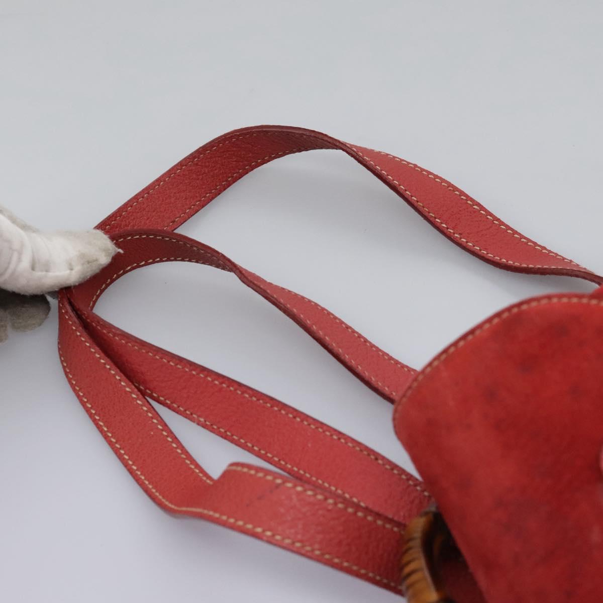 GUCCI Bamboo Backpack Suede Leather Red Gold 003 1705 0030 Auth BD1040