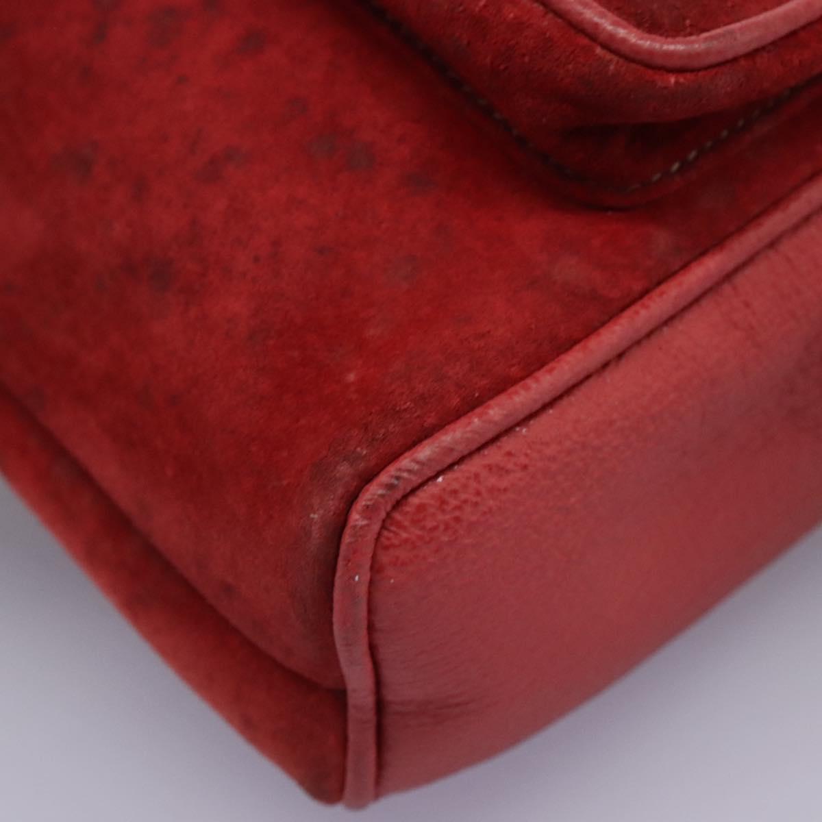 GUCCI Bamboo Backpack Suede Leather Red Gold 003 1705 0030 Auth BD1040