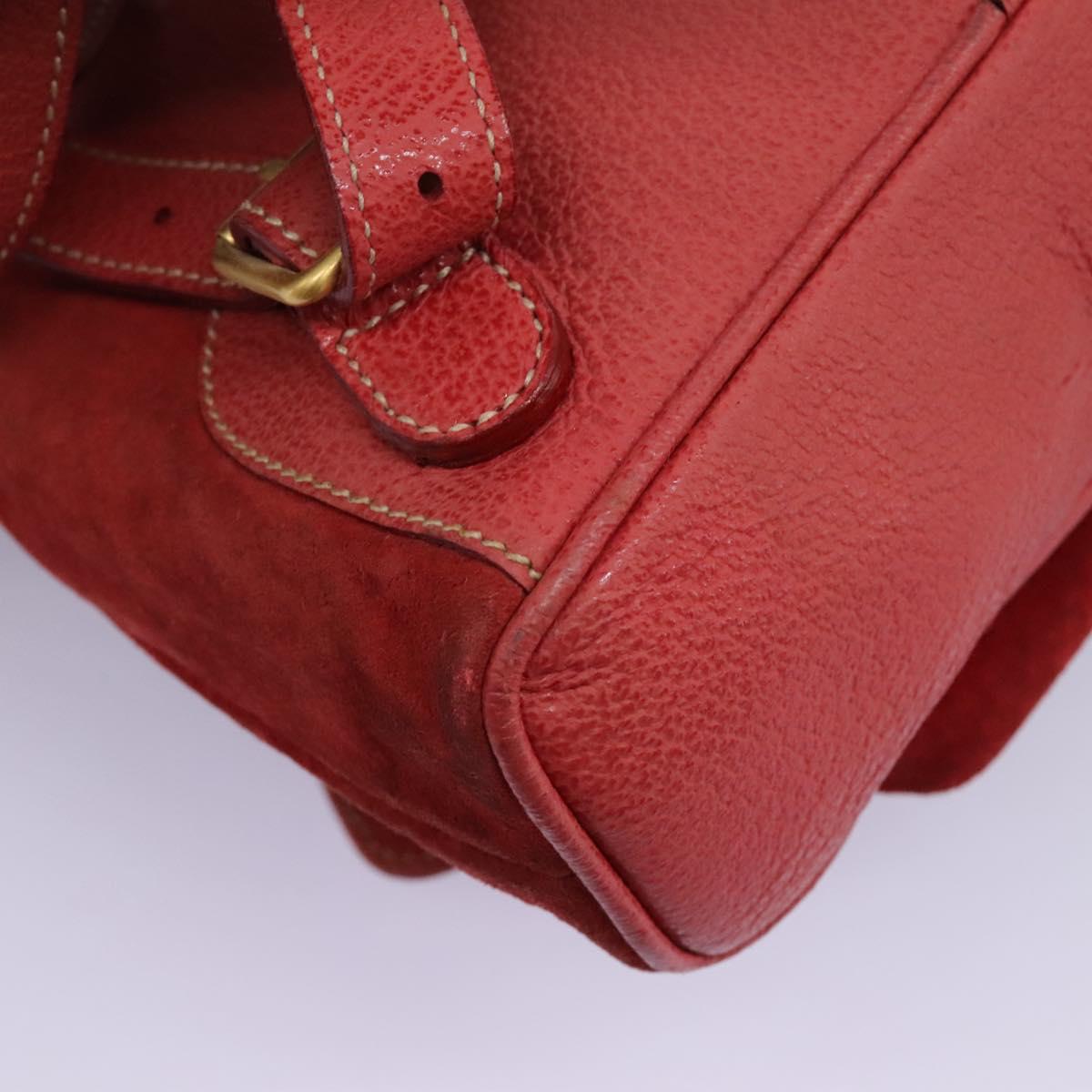 GUCCI Bamboo Backpack Suede Leather Red Gold 003 1705 0030 Auth BD1040
