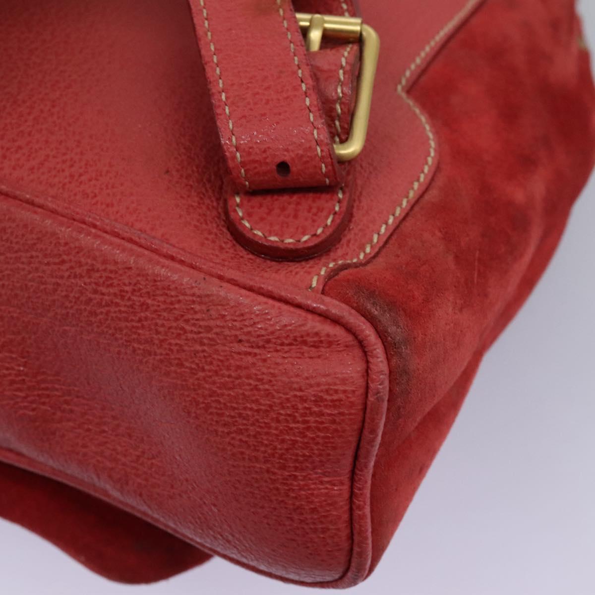 GUCCI Bamboo Backpack Suede Leather Red Gold 003 1705 0030 Auth BD1040