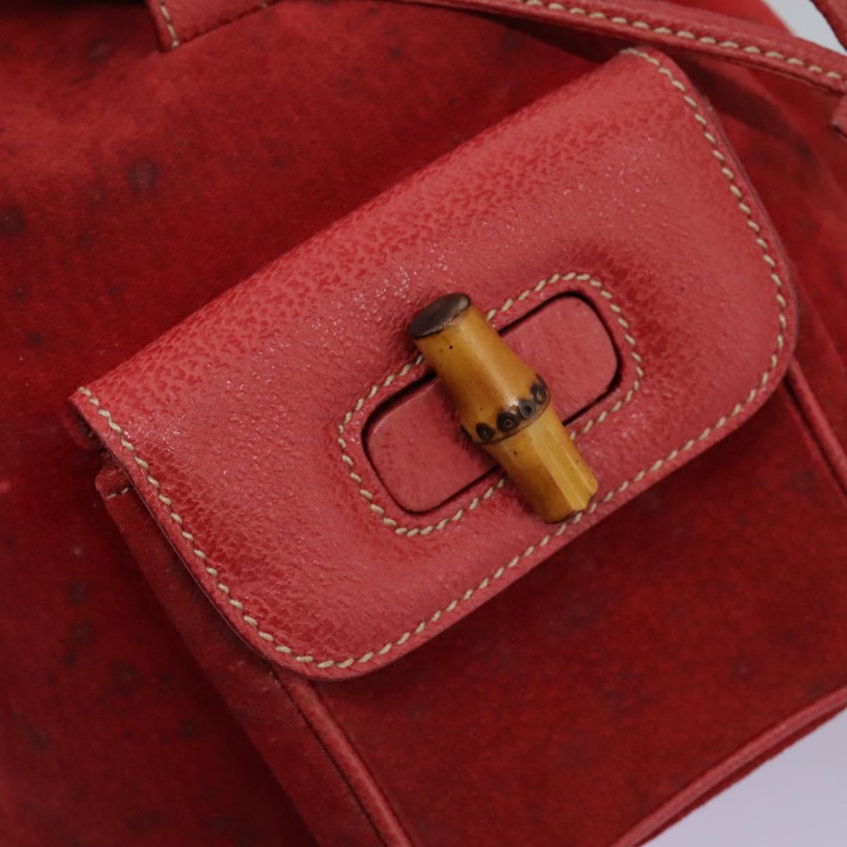 GUCCI Bamboo Backpack Suede Leather Red Gold 003 1705 0030 Auth BD1040