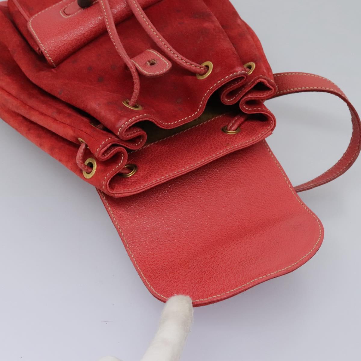 GUCCI Bamboo Backpack Suede Leather Red Gold 003 1705 0030 Auth BD1040