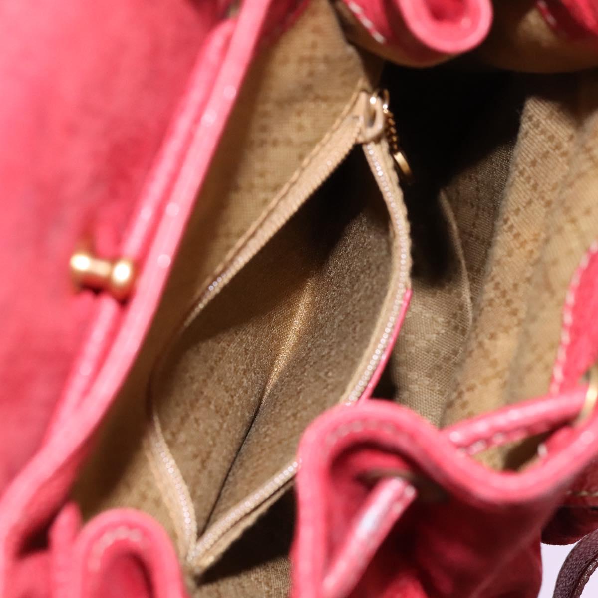 GUCCI Bamboo Backpack Suede Leather Red Gold 003 1705 0030 Auth BD1040