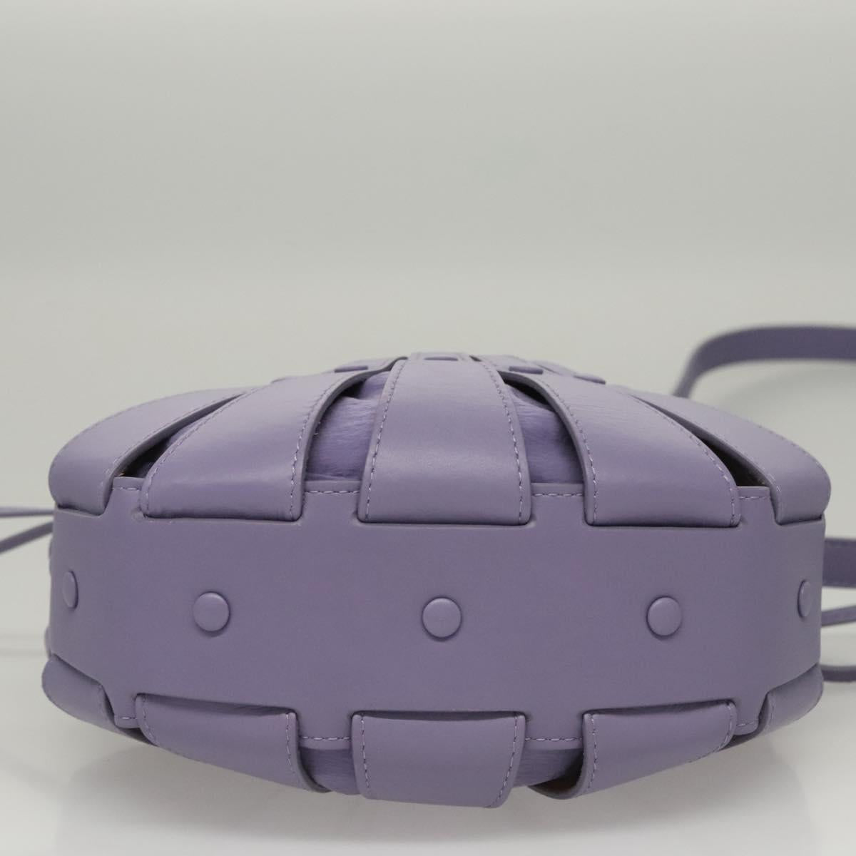 BOTTEGA VENETA Shell Shoulder Bag Leather Purple Auth BD1058AV