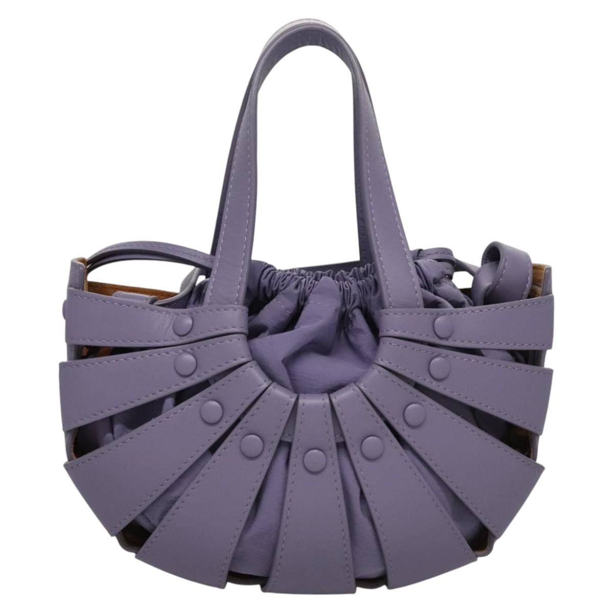 BOTTEGA VENETA Shell Shoulder Bag Leather Purple Auth BD1058AV