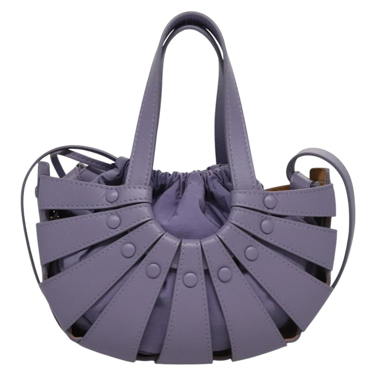 BOTTEGA VENETA Shell Shoulder Bag Leather Purple Auth BD1058AV