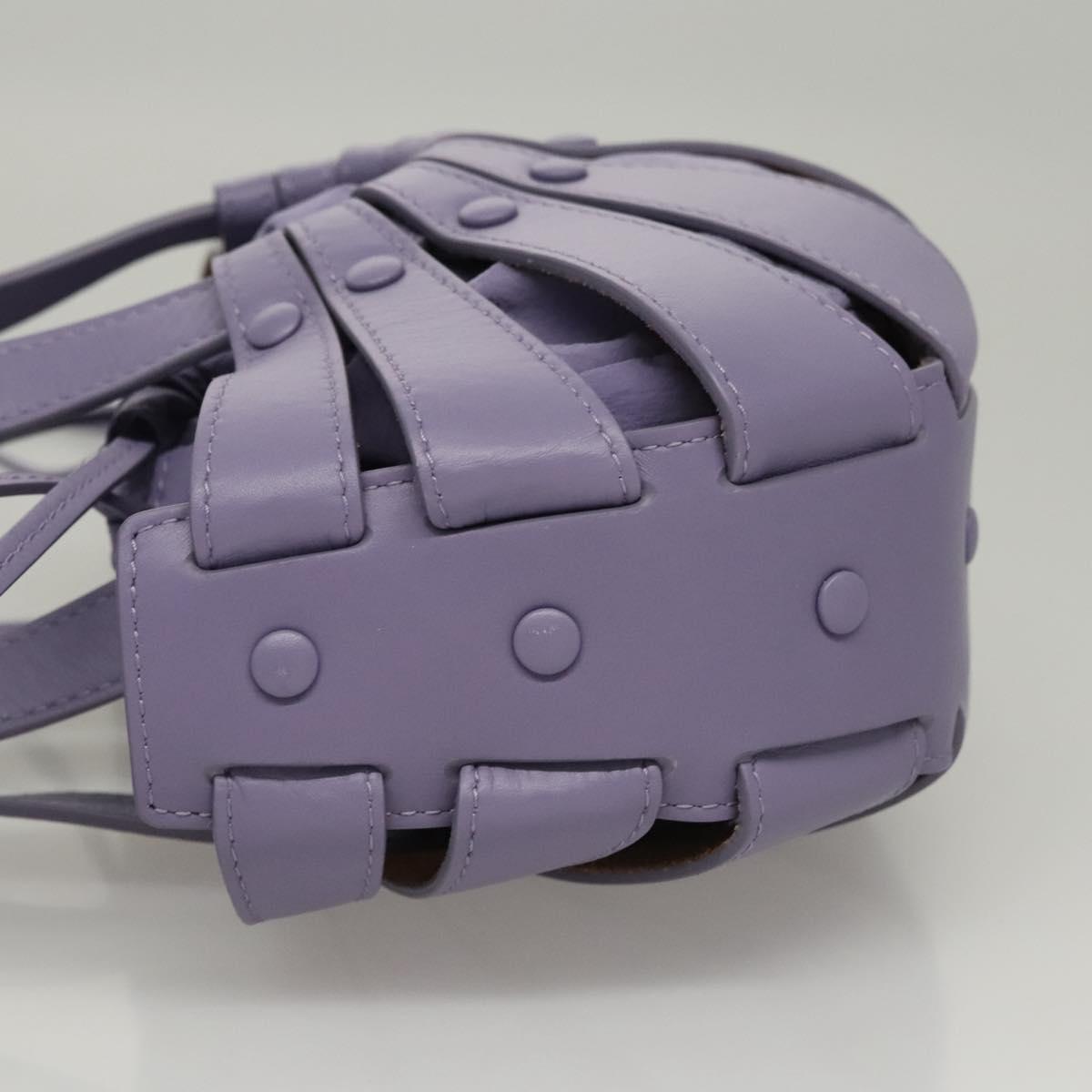 BOTTEGA VENETA Shell Shoulder Bag Leather Purple Auth BD1058AV