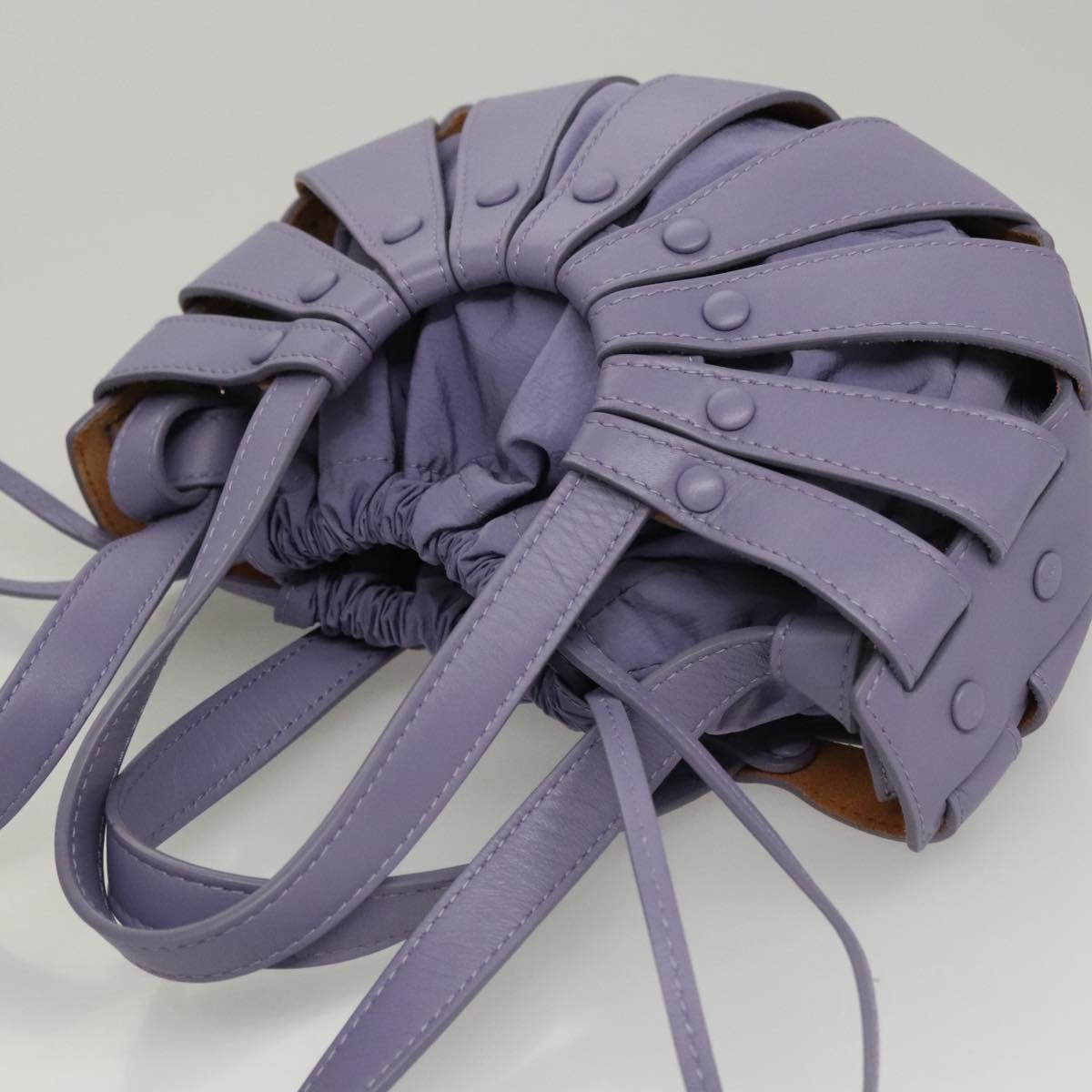 BOTTEGA VENETA Shell Shoulder Bag Leather Purple Auth BD1058AV