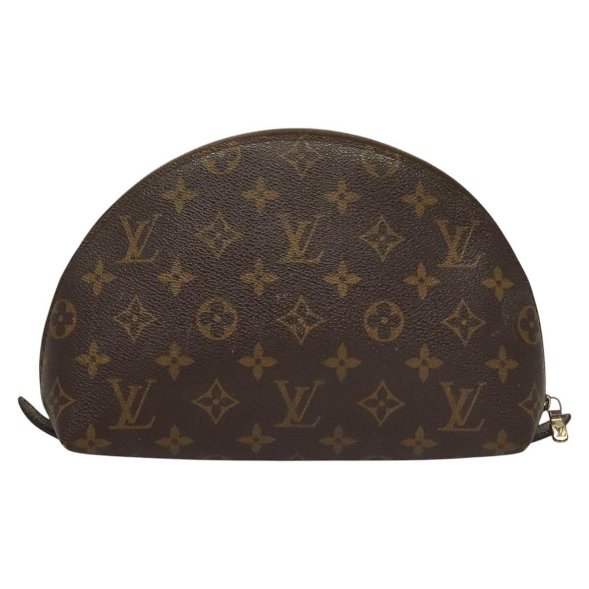 LOUIS VUITTON Monogram Trousse Demi Ronde Cosmetic Pouch M47520 LV Auth BD1066