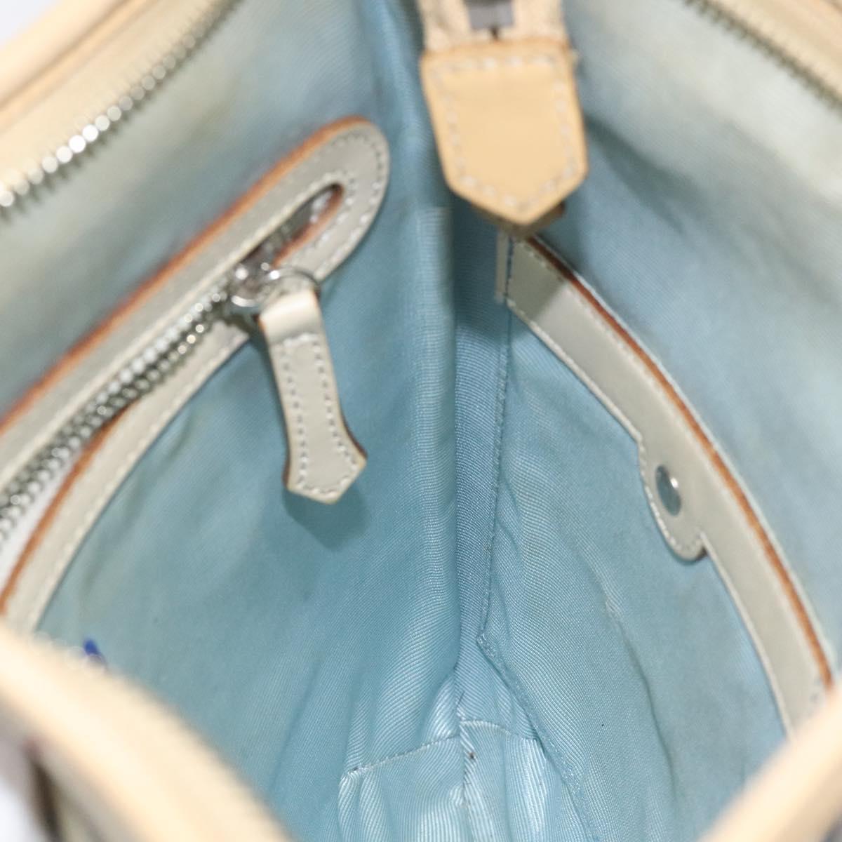 BURBERRY Nova Check Blue Label Shoulder Bag Nylon Beige Silver Auth BD107