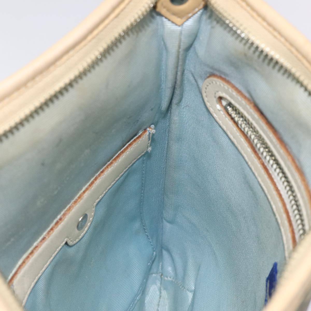 BURBERRY Nova Check Blue Label Shoulder Bag Nylon Beige Silver Auth BD107