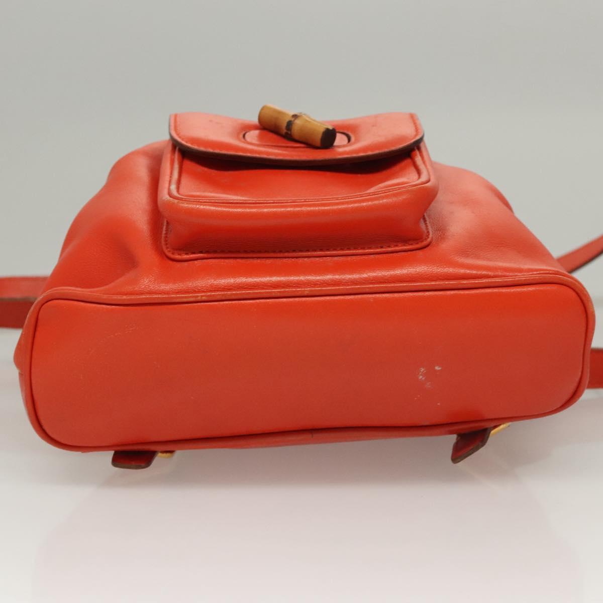 GUCCI Bamboo Backpack Leather Orange 003 2058 0030 Auth BD1084