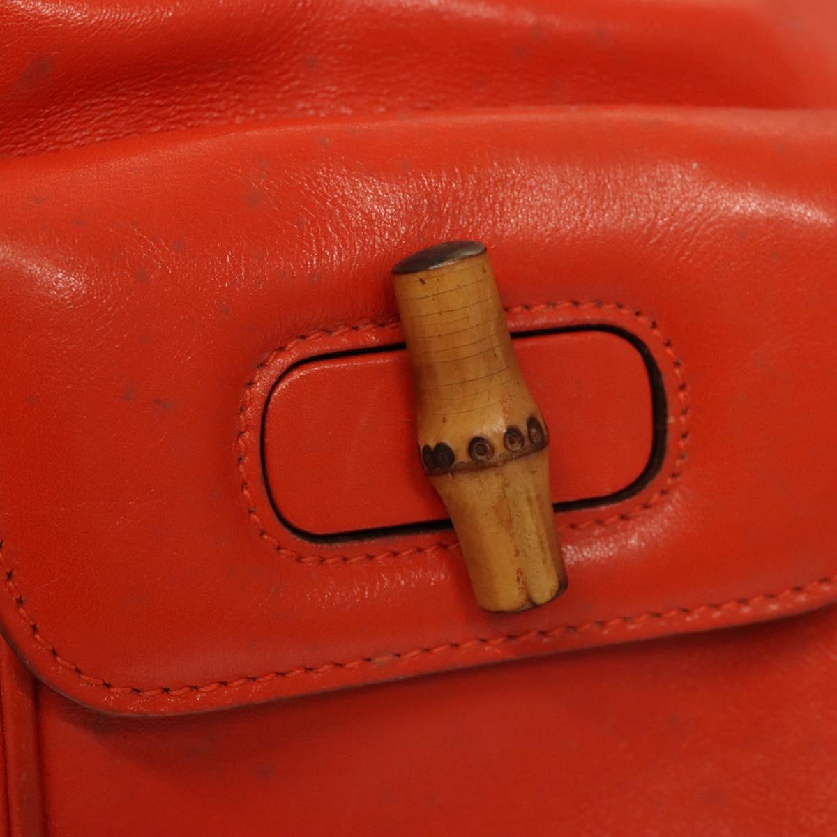 GUCCI Bamboo Backpack Leather Orange 003 2058 0030 Auth BD1084