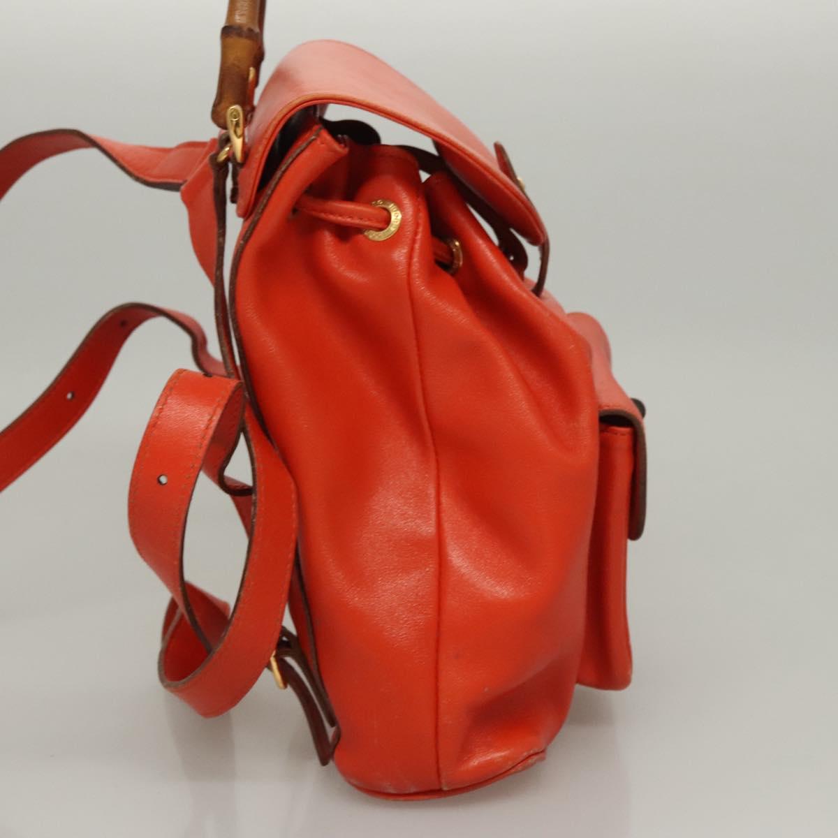GUCCI Bamboo Backpack Leather Orange 003 2058 0030 Auth BD1084